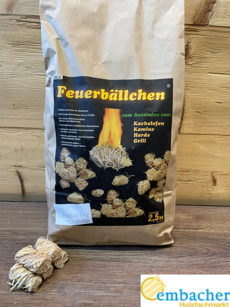 Feuerbällchen Anzünder aus Holzwolle 2,5 kg Sack Grill Ofen Kamin