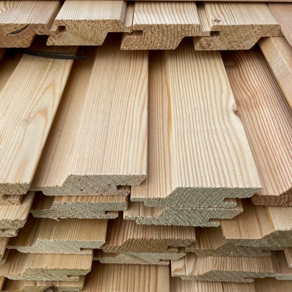 Sib. Lärche Rhombus 27x94 mm B/C microgeriffelt Nut/Feder Schalung